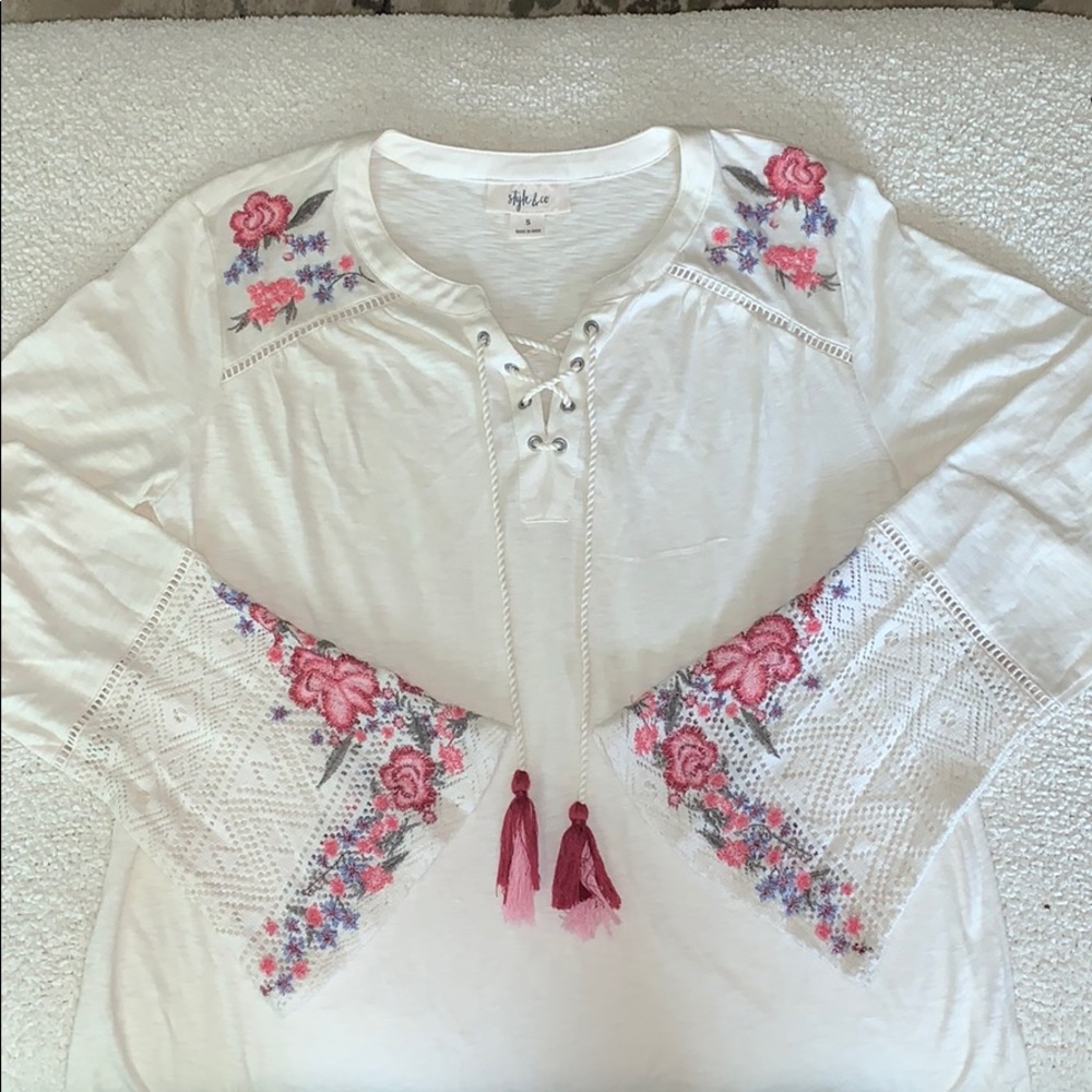 Floral boho long sleeve top